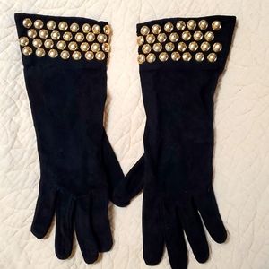 Anne Klein black suede leather gloves, size 8